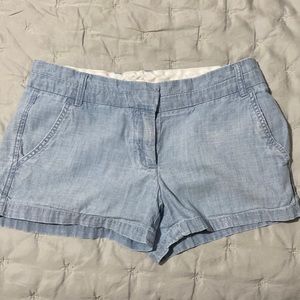 J Crew Womens Size 0 Chambray Shorts Light Wash Blue Cotton 3" Inseam B9355